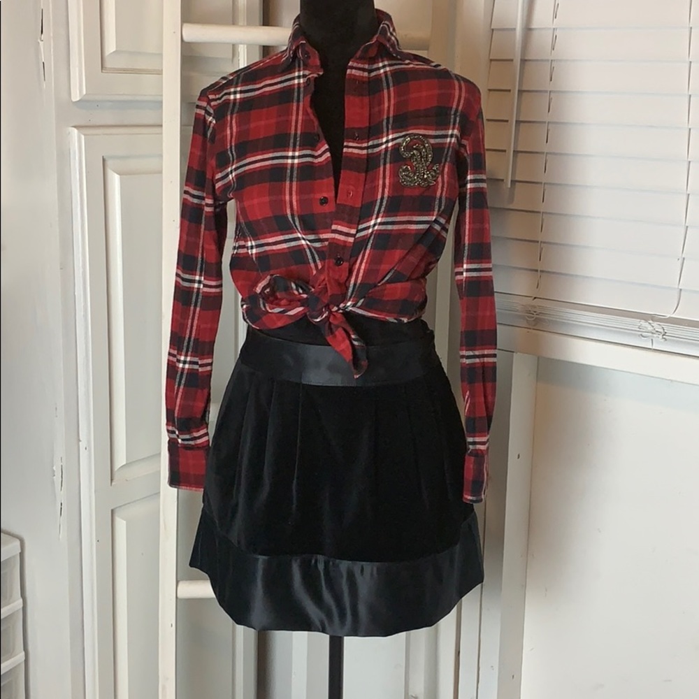Black velvet mini skirt